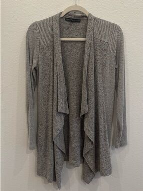 White House Black Market Heather Gray Open-Front Draped Cardigan